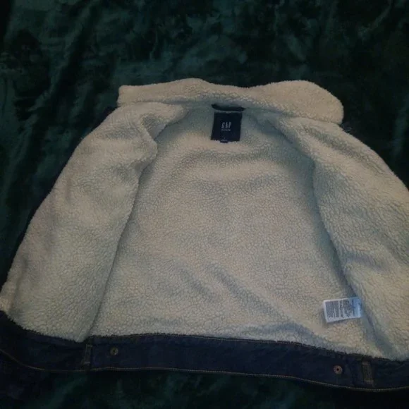 GAP Denim Sherpa Icon Jean Jacket Boys Sz M / 8 - Picture 10 of 14